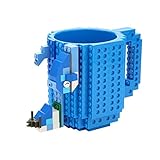 Brick Mugs [Updated Version] Fubarbar 12 oz Coffee Cups Funny Tea Mug Beverage Cup Built-on Building Bricks enjoy Creative Time (Blue)