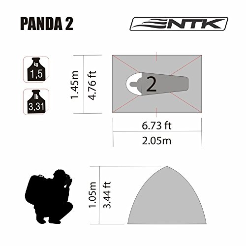 NTK Panda 2 Person 6.7 by 4.7 Foot Sport Camping Dome Tent 2 Seasons - Thumbnail 5