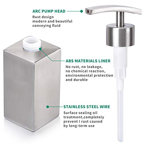 ZeMooon Dish Soap Dispenser for Kitchen - Stainless Steel Hand Liquid Soap Dispenser Pump Bottle for Kitchen or Bathroom Counter Rust Leak Proof (10 Oz/300ML)