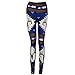 Perman Womens' Printed Stretchy Pants Skinny Leggings Pants (M, Blue)