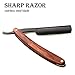Straight Razor Kit AKUNSZ Black Cutthroat Razor with Leather Strop - Black Matte Blade & Rosewood Handle