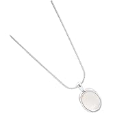 MLLISDGGET Oval Blue Gemstone Necklace Silver Moonstone Silver Pendant Necklace Minimalist Jewelry Everyday Elegant Party Jewelry Chic