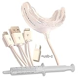 Teeth Whitening Kit by Starlite Smile 16 LED Light & Made in the USA 44% Carbamide Peroxide Teeth Whitening Gel - Teeth Whitener has 3 Adapters iPhone, Android, USB (compatible with 4G and newer).