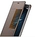 Huawei Ascend P9 Case, Premium Leather Cover with View Window Protective Smartphone Flip Cover Folio Case (Ultra Thin Slim)(Perfect Fit) by Grand Eletronics(Brown)
