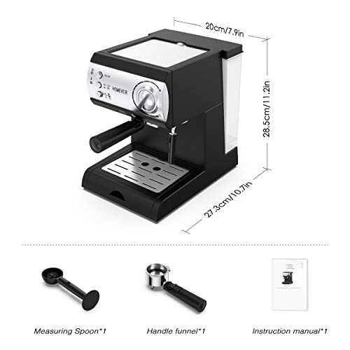 Espresso Siebträgermaschine,Homever 15 Bar Espressomaschine Kaffeemaschine mit Milchschaum Düse,1050W Direktwahltasten… – Bild 5