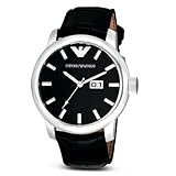 Emporio Armani Men’s AR0428 Black Leather Strap Watch, Watch Central