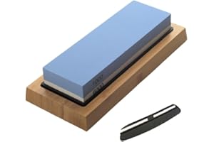 Chuanghe&LP Premium Whetstone, 2-Sided 1000/6000 Grit, Knife Sharpening Stone, Non-Slip Bamboo Base, Angle Guide
