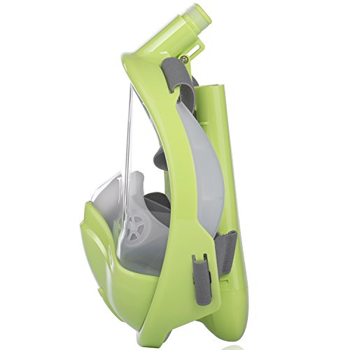 YOOCOOL Full Face Snorkel Mask Foldable 180° Panoramic View Diving Scuba Mask Free Breathing Full Face Snorkeling Mask with Waterproof Phone Bag (Kids Green, Extra Small) - Thumbnail 5