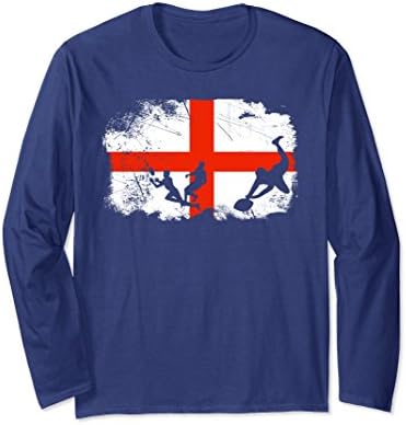 Unisex English Flag Rugby Fan Long Sleeve T-Shirt Large Navy