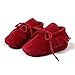 R&V Unisex Infant Baby Boys' Girls' Moccasins Soft Sole Tassels Prewalker Anti-Slip Toddler Shoes (M:6~12 Months, Bandage Red)