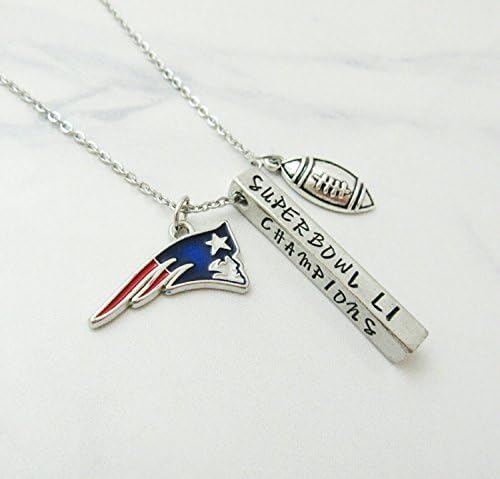 New England Patriots Superbowl LI Necklace Hand Stamped Jewelry
