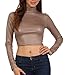 Sakkas Matte Liquid Mock Neck Turtleneck Long Sleeve Crop Top - Made in USA