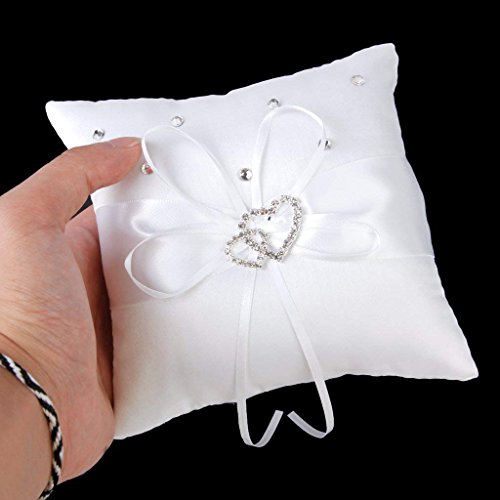 Potelin Ring Pillow Wedding Ring Bearer Cushion White 15 cm x 15 cm