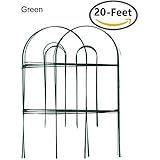 Amagabeli Decorative Garden Fence 24 in x 20 ft Rustproof Green Iron Landscape Wire Folding Fencing Ornamental Panel Border Edge Section Edging Patio Fences Flower Bed Animal Barrier for Dog Outdoor
