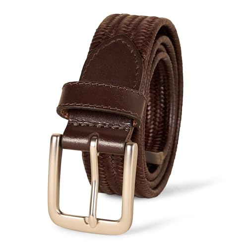 Amazon Essentials Herren Röhrenförmiger Stretch-Webgürtel, Braun, 110