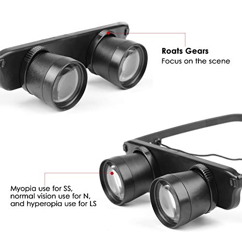 Ultralight Hand-Free Binoculars Glasses Portable Spyglasses Adjustment Magnifier Outdoor for Fishing, Bird Watching, Sports, Concerts, Theater, Opera, TV, Sight Seeing, Hands-Free Opera Glasses