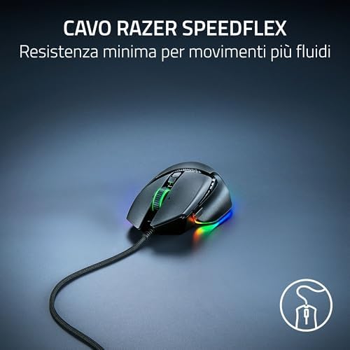 Basilisk V3 35K - Mouse da gioco cablato ergonomico e completamente personalizzabile - Sensore ottico Focus Pro 35K (rotellina HyperScroll, illuminazione Chroma a 11 zone) Nero