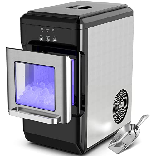ARLIME Ice Maker, 44 Lbs Countertop Machine with Scoop & 4.8 Lbs Bin, Self-Cleaning, Intelligent Control Panel, Built-in LED Light, Nugget Ice Makers for Kitchens, Home Office