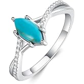 Genuine Turquoise Ring Marquise Shape 925 Sterling Silver Turquoise Ring Jewelry Gift for Women