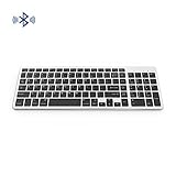 Bluetooth Keyboard, Jelly Comb Rechargeable Slim BT Wireless Keyboard with Number Pad Full Size Design for Laptop Desktop PC Tablet, Windows iOS Android-Black and Silver
