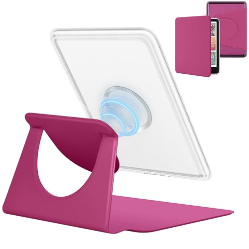 Vane Oak Magnetic Detachable 2-in-1 Stand Case for 7'' Kindle Paperwhite 12th Gen 2024 and Kindle Colorsoft Signature Edition, Slim PU Shell Cover Case with Auto Wake/Sleep, Rose Red