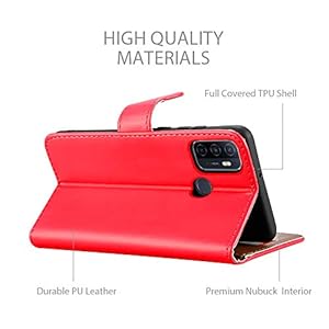 iCatchy - Custodia a portafoglio in pelle per Oppo A53, colore: Rosso - immagine 8