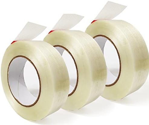 MEETOZ Transparent Filament Tape 3 Rolls 2 Inch x 60 Yds Heavy Duty Fiberglass