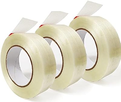 MEETOZ Transparent Filament Tape 3 Rolls 2 Inch x 60 Yds Heavy Duty Fiberglass