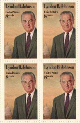 Lyndon B. Johnson Set of 4 x 8 Cent US Postage Stamps NEW Scot 1503