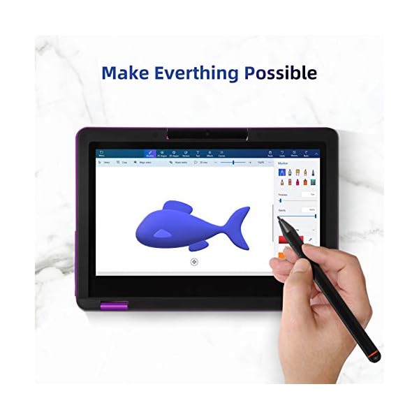 AWOW 11.6" Laptop, 2 in 1 Windows 10 Laptop, FHD Kids Laptop, Intel 4 Core Celeron N4120, 6GB RAM 256GB M.2 SSD, Touch Screen Laptop with Stylus, Purple
