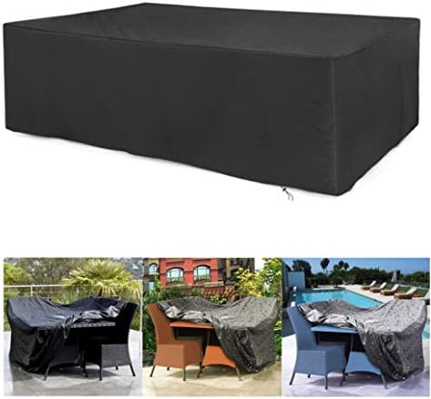 CDGroup Heavy Duty Extra Large Rectangular Garden Furniture Cover Outdoor Patio Furniture Cover Waterproof Dustproof Windproof Anti-UV Best Summer Protection for Patio Table Sofa Sets 270x180x89cm