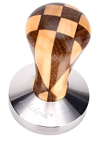 Adolph Elegance Wooden Coffee Tamper - Espresso Tamper 58mm Stainless Steel Base with Solid Wooden Handle - Coffee Shop Supplies - Barista Tools and Equipment by ADOLPH