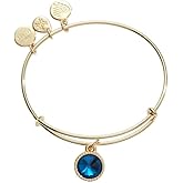 Alex and Ani Birthstones Expandable Bangle for Women, Birthday Crystal Charms, Shiny Finish, 2 to 3.5 in