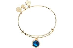 Alex and Ani Birthstones Expandable Bangle for Women, Birthday Crystal Charms, Shiny Finish, 2 to 3.5 in