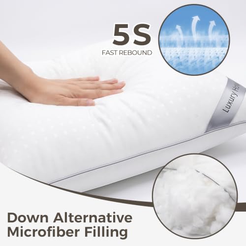 HIMOON Bed Pillows for Sleeping Set of 4,Standard Size Cooling Pillows 4 Pack,Top-end Microfiber Cover for Side Stomach Back Sleepers