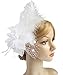 Cizoe Fascinators Hats for Women with Hair Clip Tea Party Hats Feather Wedding Headware Bridal Headpiece(1-White)