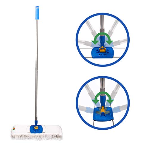 YCUTE Commercial Heavy Duty Dust Mop Cotton with 53" Stainless Steel Threaded Long Handle and Metal Frame - 35" X 6" Wide Cotton Mop Head - 360 Degree Spinning