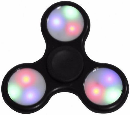 The LED Light Up Fidget Spinner with Clickable On/Off Lights w/ 3 Light Modes and Replaceable Batteries - Perfect for Relieving Stress/Anxiety and Boosting Attention - Black
