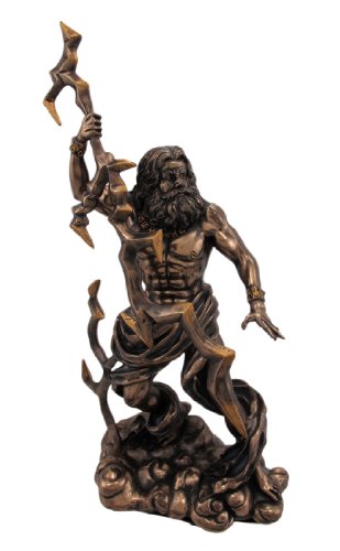 King Zeus Grecian God Throwing Lightning Resin Statue Figurine