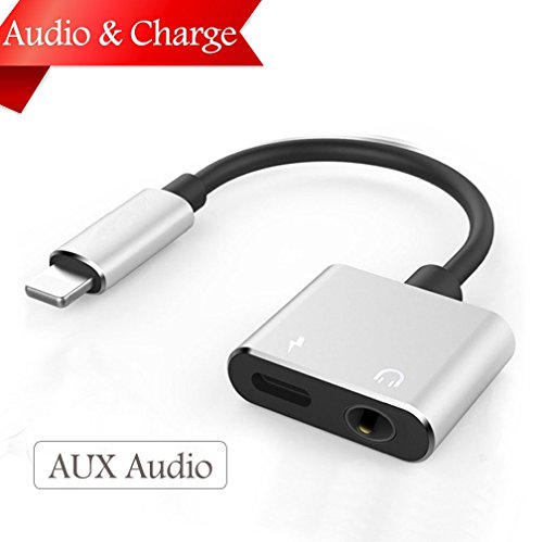 Lighting Headphone Adapter Jack Dongle for iPhone 3.5mm Audio Accessories Earphones Adaptor Aux Audio & Charge AUX Splitter Replacement for iPhone 7/7Plus 8/8Plus X/10 Support iOS 12 or Later-White