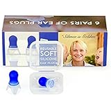 Earplugs for Airplane 6 pair - Best Reusable Ear Plugs Soft Silicone - Air Pressure Reducing Airplane Travel Ear Plugs - Noise Reducing Hearing Protection Earplugs Concerts, Shooting, Flying, Sleeping