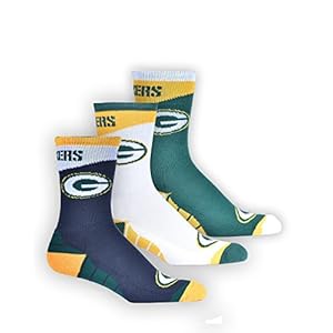 NFL Officially Licensed Team Apparel 3-Pack Crew Socks Unisex (Green Bay Packers) 41IvNyYe4qL