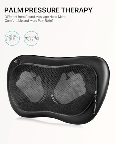 ALLJOY Shiatsu Back and Neck Massager with Heat – 3D Kneading Massage Pillow for Deeper Tissue Relief in Shoulder, Leg, Foot – Relieve Muscle Pain, Relax Gift for Him Her Dad Mom,Father-s Day Gifts
