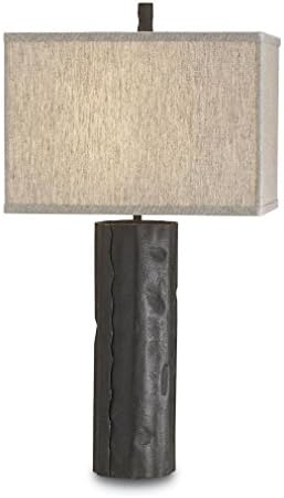 Mole Black Caravan 1 Light Wrought Iron Table Lamp with Oatmeal Linen Shade