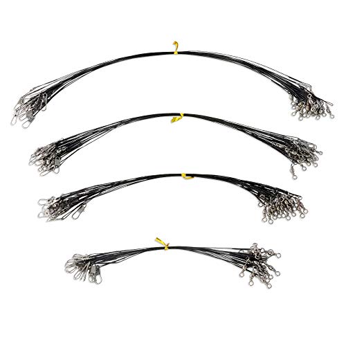ROSE KULI Fish Wire Leaders 75pcs Steel Swivels and Snaps Saltwater Fishing Line Kit 30 LBS Test Soft Plastic Coated Wires