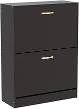 Vida Designs Wooden Shoe Cabinet 2 Drawers Dust-Proof Slim Hallway Black view 4