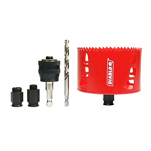 Diablo 4-Inch Bi-Metal Hole Saw with SnapLock Plus Mandrel System, Cuts Wood, Metal, and Plastics - 2-3/8-Inch Depth for Electrical, Plumbing, and Construction Applications - DHS4000AR