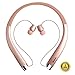 Bluetooth Headphones, Bluenin Wireless Headphones Bluetooth Neckband with Amazing Bass and HD Stereo for Running, Retractable Earbuds for iPhone Android Devices, Rose Gold