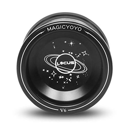 YOSTAR Responsive Beginners Yoyo Ball Bearing V6 Aluminum Metal Yoyos Ball Dual-Purpose Yoyo Christmas Birthday Gift + Bag, Glove, 5 Yoyo Strings (Black)
