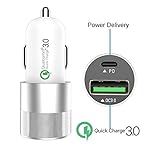 PD Car Charger, Ofspower Dual USB QC 3.0 Fast Car Charger with Power Delivery and Quick Charge for iPhone X, 8 , 8 Plus, Galaxy S8, Note 8 and More